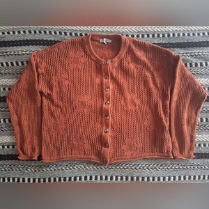 Madewell Orange Button-Up Cardigan